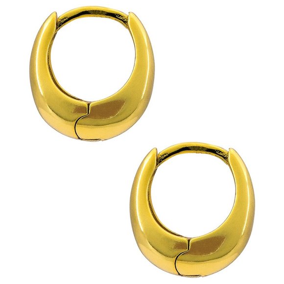 NEW Adina Eden Adina's Jewels Mini Solid Chunky Huggies in Gold Hoop Earrings - Picture 2 of 2